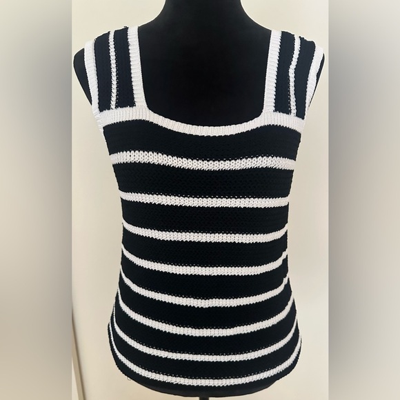 LOFT Womens Black and White Knit Tank Top Sz Small - Picture 3 of 7